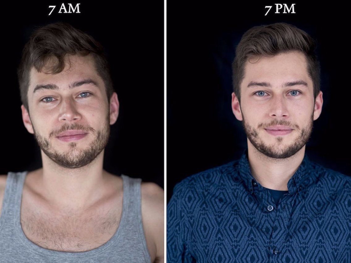 როგორ იცვლება ადამიანის სახე დილის 7:00 საათიდან საღამოს 7:00 საათამდე - ექსპერიმენტის შედეგი